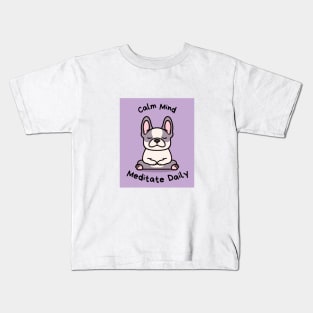 Kawaii Cute Yoga Meditating bullgod Kids T-Shirt